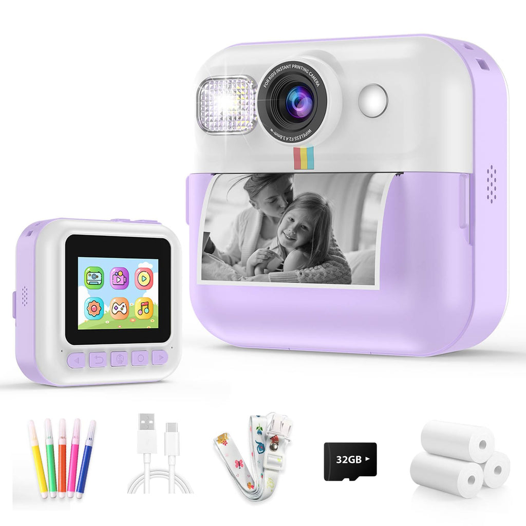 Kids Instant Print Camera, Christmas Birthday Gifts for Girls Boys Purple