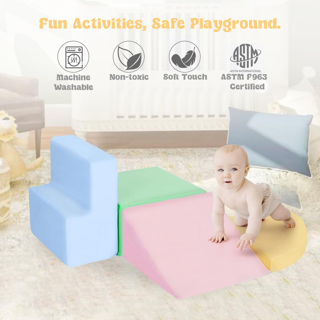 Climbing Toys for 1 Year Old,4-Piece Foam Baby Climbing Blocks for Toddlers