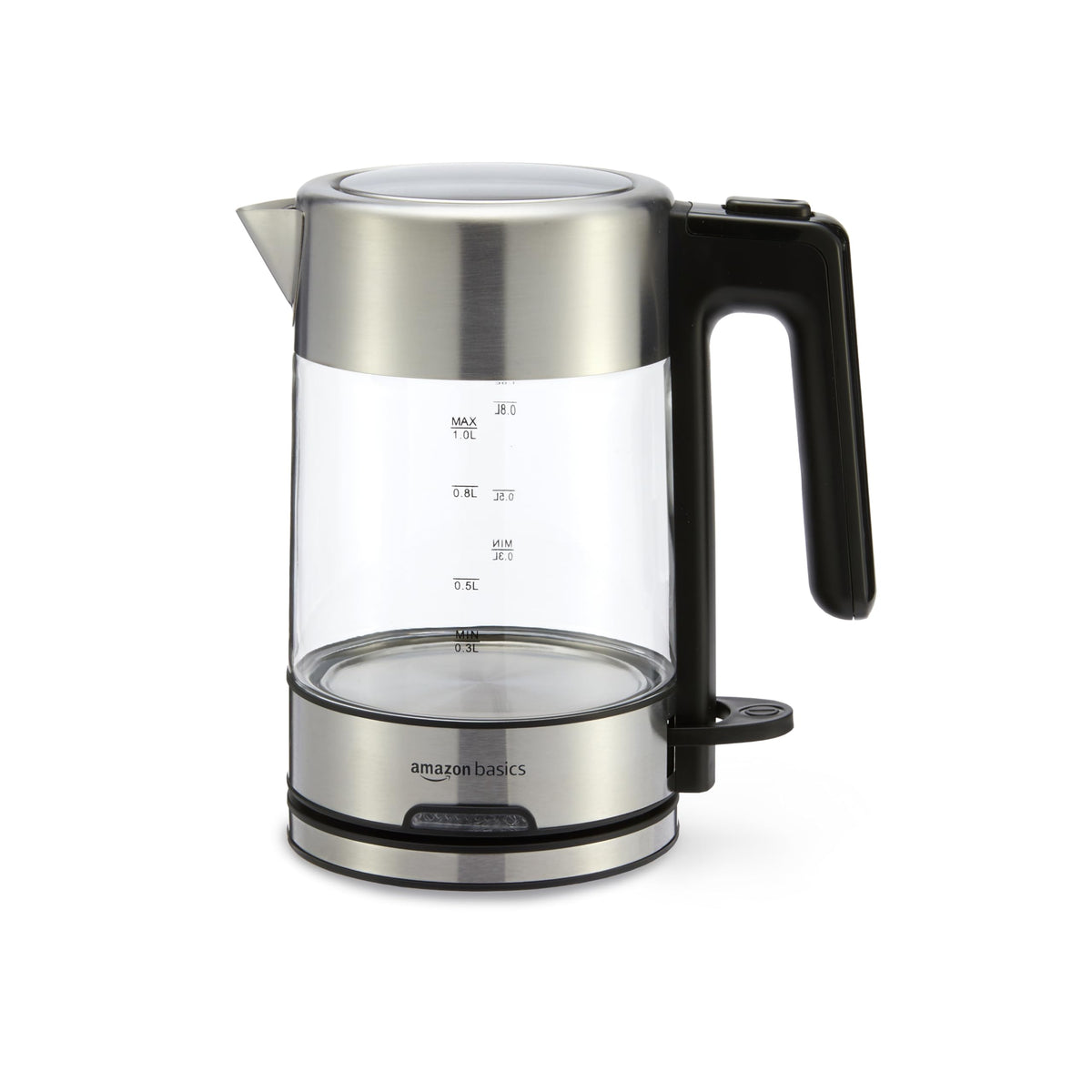 Amazon Basics Electric Kettle with Glass Carafe for Tea and Coffee, Fast Boiling, Auto Shut-Off, Boil-Dry Protection, Temperature Control, Removable Filter, 1 Liter, 1500W, BPA-Free