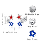 American Flag Earrings for Women Fourth of July Patriotic Stud Earrings 925 Sterling Silver USA Independence Day Patriots 4th of july Jewelry Gifts (Star 2)