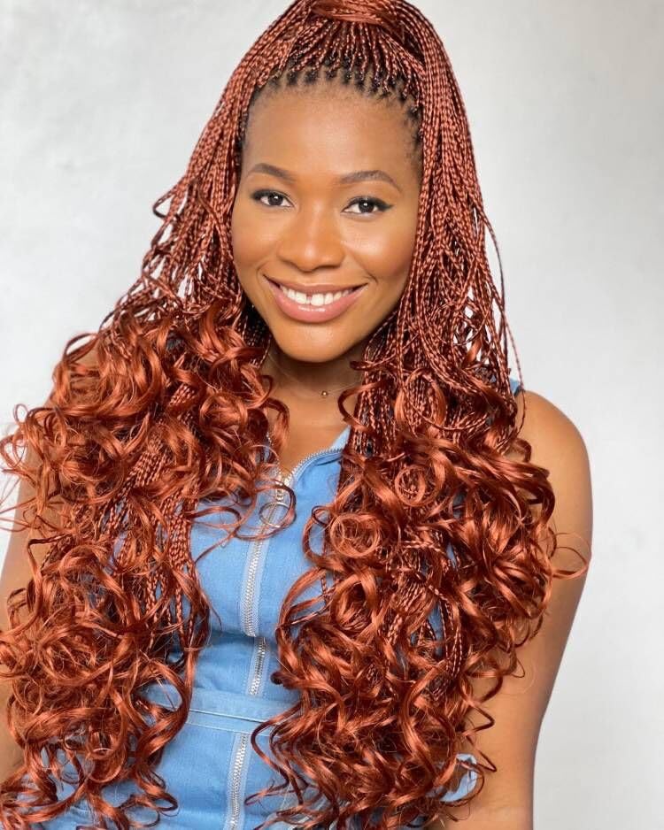 Ginger French Curl Braiding Hair Auburn Braiding Hair Pre Stretched Copper Red Braiding Hair for Boho Box Braids Bouncy Loose Wave Braiding Hair for Women (7 Packs, 350#)