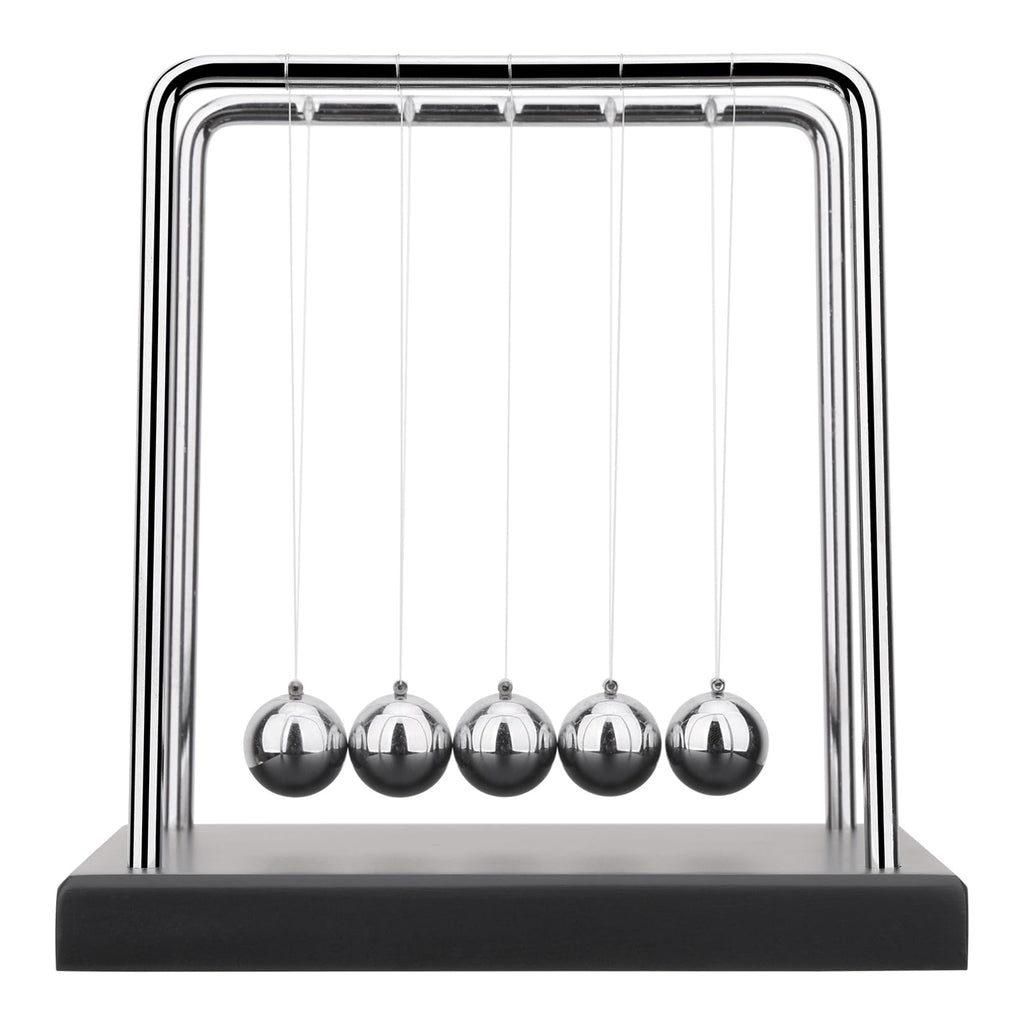 SEVNPRIME 5 Large Beads Newton's Cradle Balance Balls Desk Toys Office Decorations with Black Wooden Base Desk Balance Balls Fun Science Physics Toys for Office/Bedroom/Living Room