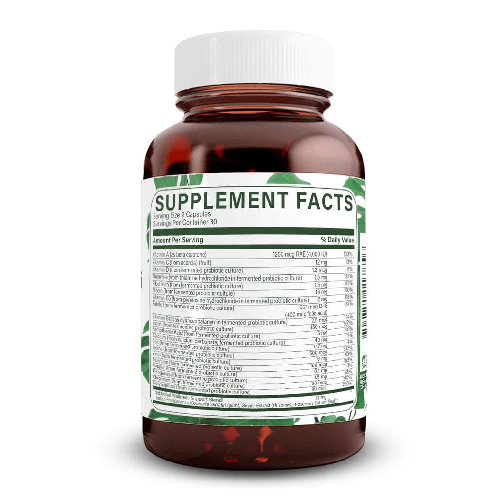 Natural Nutra Whole Food Complete Multivitamin and Mineral for Women and Men, Energy Booster, Helps Maintain Bone Health Supplement, Improves Brain Function and Skin, Help Enhance Immunity 60 Capsules