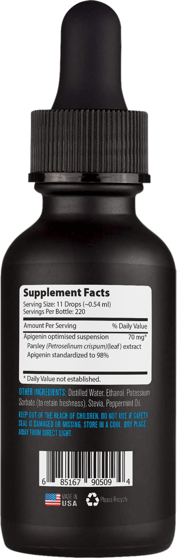 Lyfetrition Apigenin Supplement 70mg, 4 Oz Liquid, 220 Servings, Made in USA, Quick Absorption, Quality Potent Ingredients, Non-GMO, Cruelty-Free Products