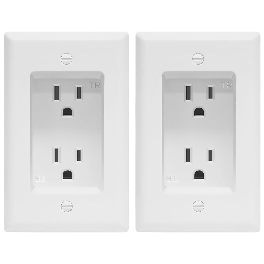 TOPGREENER Recessed Duplex Receptacle Outlet, Tamper-Resistant, 2 Pack