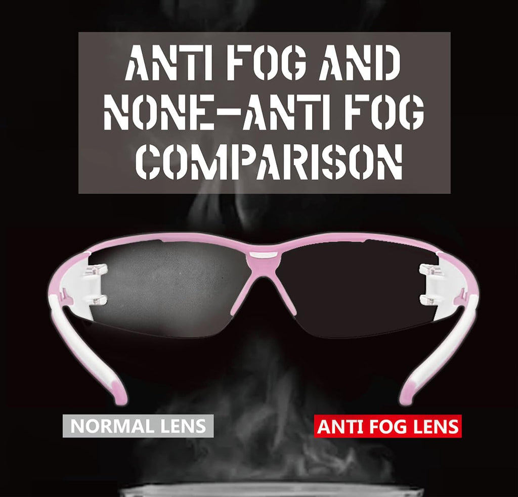 HTS HUNTERSKY E9532 Super Flexible Lightweight Anti Fog Wrap-Around U6 Clear Shooting Safety Glasses with ANSI Z87.1 Scratch Resist lab chemistry goggles