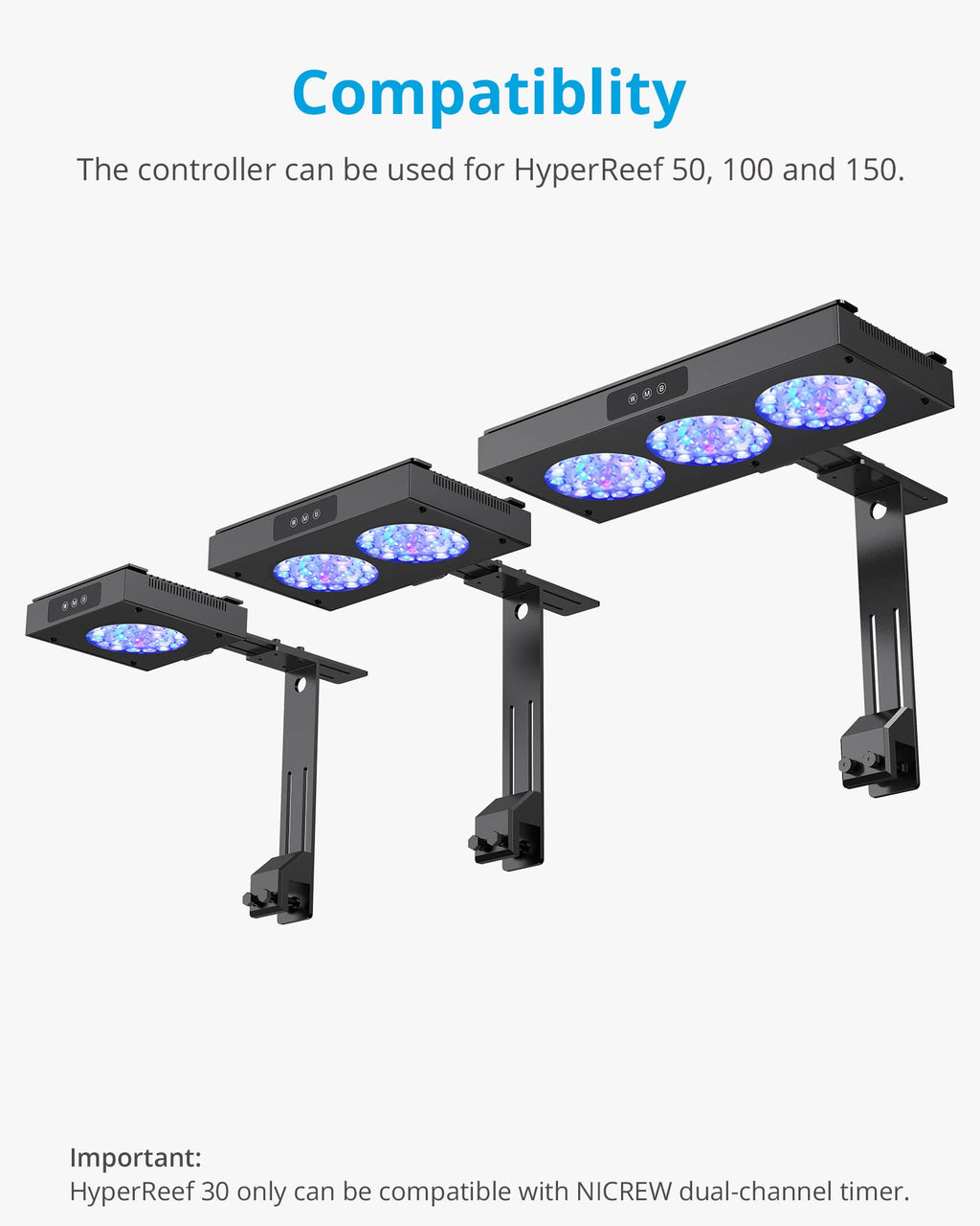NICREW Reef Light Controller, LED Light Timer for HyperReef 50,100,150 Gen 1, Not Compatible with HyperReef Gen 2