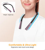 Gritin Book Light, Eye Caring 4-Color & 5-Brightness Neck Light Reading Light- Stepless Dimming,30-min Timer,80+ Hrs Runtime,Bendable Round Neck Design, Lightweight for Reading-Midnight Purple