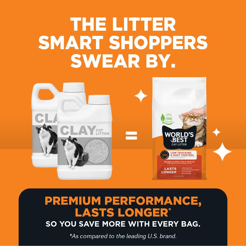 World's Best Cat Litter Low Tracking & Dust Control, Unscented, 32 lb Bag