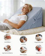 Kekoy Adjustable 9 & 12 Inch Wedge Pillow for Sleeping Apnea, Acid Reflux Relief, Back Pain, Snoring & Post Surgery Recovery, Memory Foam Bed Wedge Pillow with Removable Washable Cover & Handle-Grey