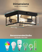 Craftersmark Outdoor Ceiling Light with Motion Sensor, Flush Mount Porch Light, Exterior Light Fixture with Clear Glass, Dusk to Dawn 2-Light Fixture for Patio,Porch (10.5 in)