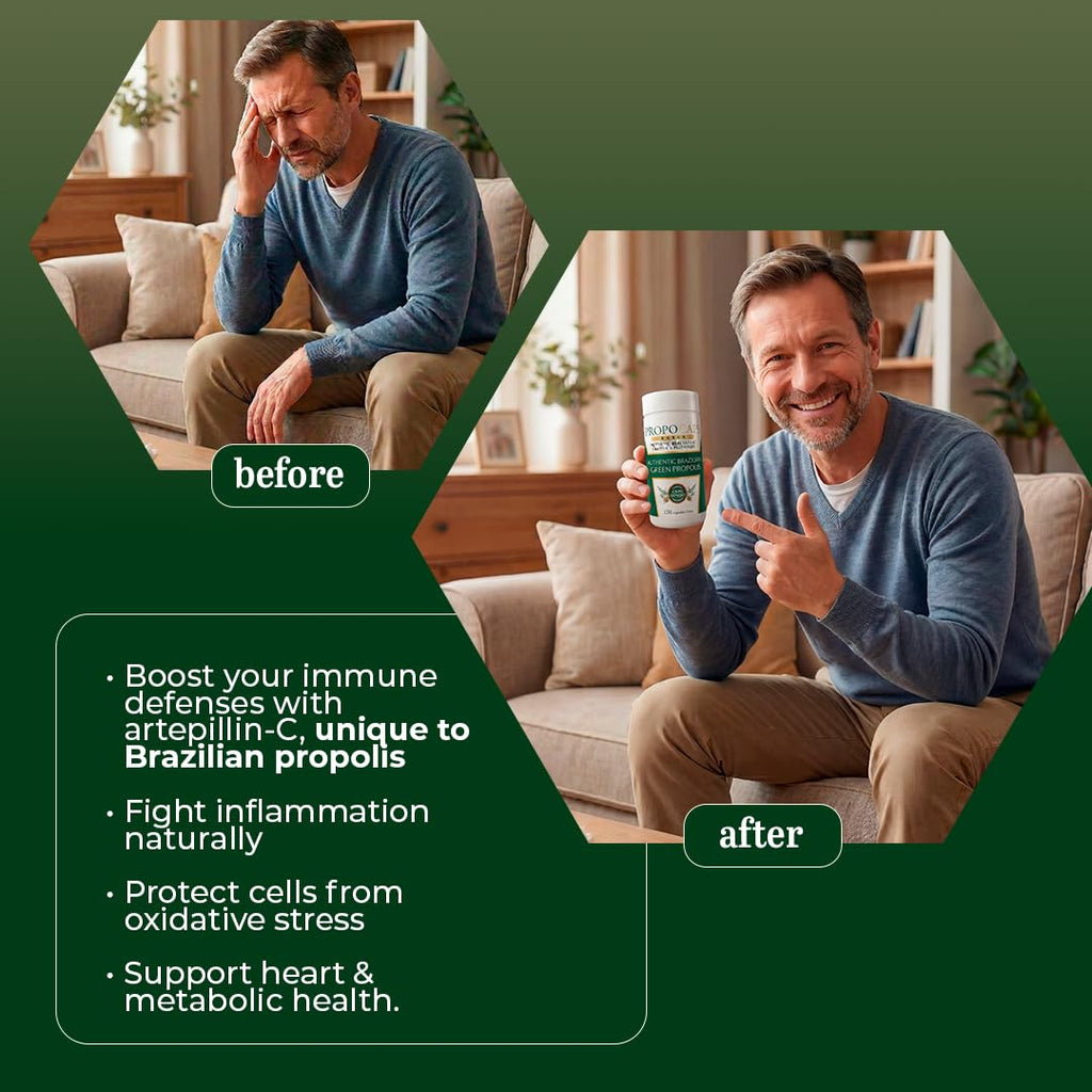 Beelife Green Propolis Capsules- 100% Brazilian Green Propolis - Immune Support & Antioxidant Booster- Certified ISO 22000, Kosher -Bee Propolis supplements capsules- Propolis Extract (60 Days Supply)