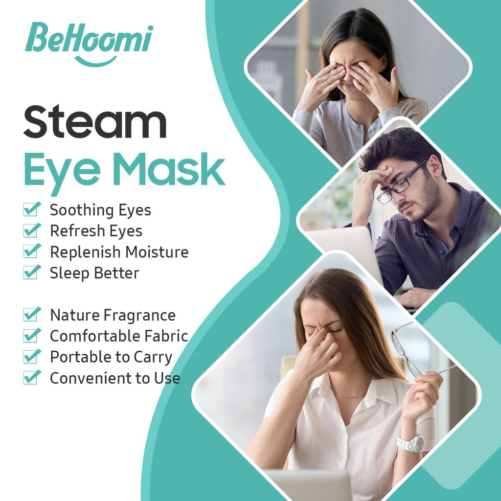 BeHoomi 30Packs Steam Eye Mask, Heated Eye Mask Warm Compress for Eyes, Self Heating Disposable Steam Mask for Home Sleep, Spa, Travel Essentials & Relaxation Gifts, Stocking Stuffers (Unscented)
