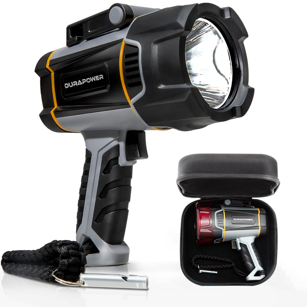 Durapower Boat Spotlight Flashlight, High Lumen IP67 Waterproof Super Bright Rechargeable Spotlight, Long Lasting Flashlight,1148ft Range Portable Handheld Spot Light Outdoor for Marine Boat Hunting