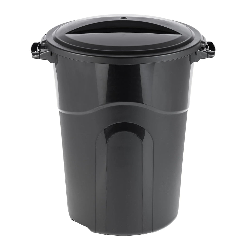 32 Gallon Heavy Duty Plastic Garbage Can, Included Click Lock Lid, Large Trash Can Sturdy Handles, Garage Trash Can, Indoor and Outdoor, Black