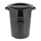 32 Gallon Heavy Duty Plastic Garbage Can, Included Click Lock Lid, Large Trash Can Sturdy Handles, Garage Trash Can, Indoor and Outdoor, Black