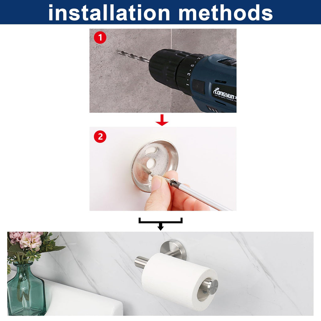 NearMoon Bathroom Toilet Paper Holder, Premium SUS304 Stainless Steel Rustproof Wall Mounted Toilet Roll Holder for Bathroom, Kitchen (2 Pack, Brushed Nickel)