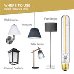 LVYE Tubular E26 LED Bulb 4W Equal 40 Watt Warm White 2700K E26 Edison AC120V 400lm Tube T9 T10 LED Light Bulb for Rustic Pendant,Chandeliers,Wall sconces 4Pack