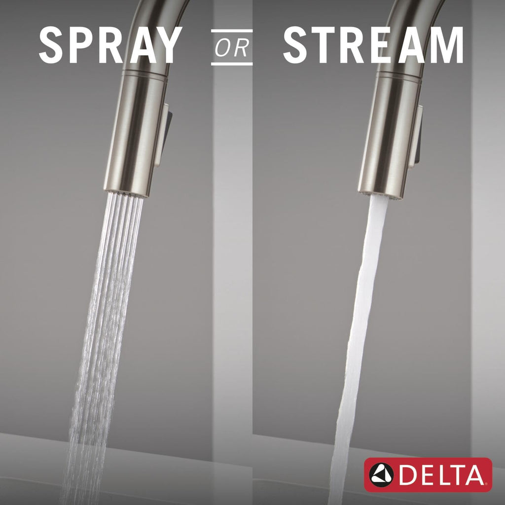Delta Faucet Nicoli Kitchen Faucet with Pull Down Sprayer, Modern Brushed Nickel, Single Hole, Stainless Steel 19867LF-SS