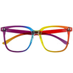 DTIUGUTAE Oversized Square Blue Light Blocking Glasses for Women and Men - Gaming & Computer Anti-Fatigue (Rainbow)