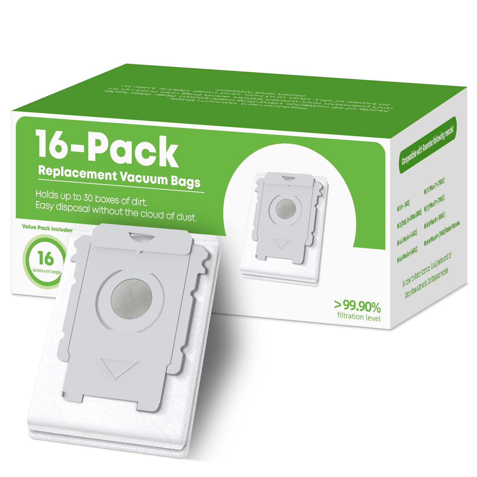 VBN 16 Pack Vacuum Bags for Roomba i/j/s & 100-700 Combo Dirt Disposal Bags