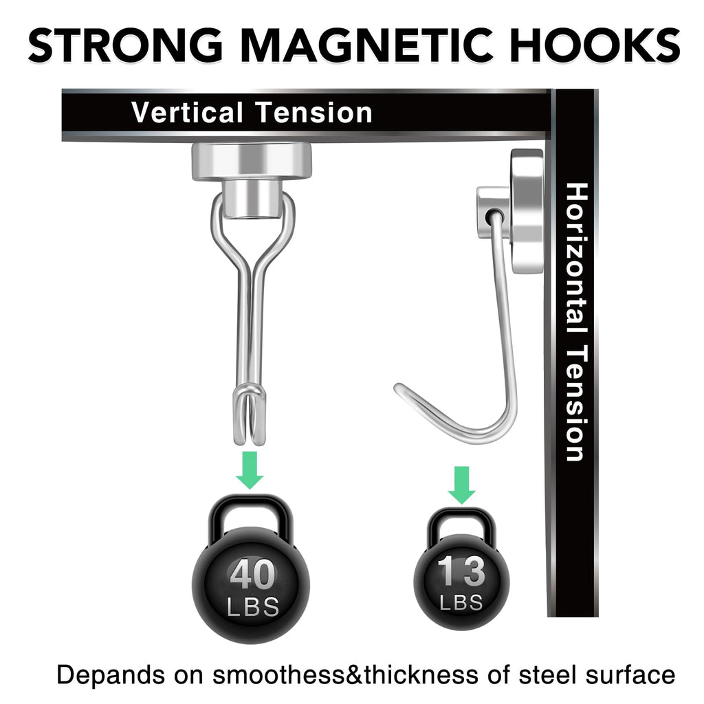 MIKEDE Magnetic Hooks 28 Pack 40Lbs Heavy Duty Neodymium Magnet Hook