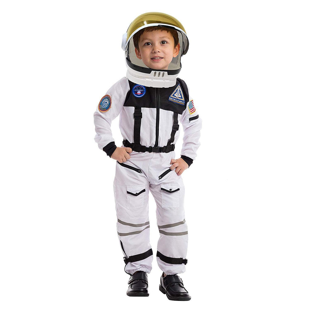Spooktacular Creations White Astronaut Costume with Helmet, Space Suit for Toddler with Movable Visor, Kids Astronaut Halloween Costume for Cosplay, Party Favor Supplies (Small, 5-7 yrs)