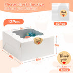 ZYFOTZUN 12 Pcs Cookie Boxes with Window, 6x6x3 inches, for Dessert Pastry