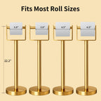 YUMORE Toilet Paper Holder Free Standing, Stainless Steel Toilet Paper Stand, Weighted Base Floor Tissue Roll Holder for Bathroom,Gold 200UP