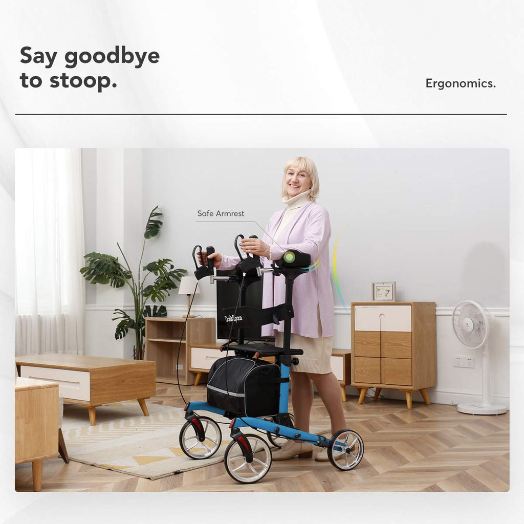 OasisSpaceUpright Walker for Senior,Rollator with Seat Support Up 450 lbs