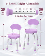 Fvzzin Swivel Shower Chair, 360° Non-Slip Shower Seat with Backrest for Elderly and Disabled, Height Adjustable Rotating Tub Transfer Bench for Seniors Bathroom Inside Shower(Purple)