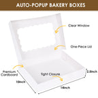 Moretoes 40pcs Cookie Boxes, 14x10x2.5 Inch Auto-Popup Bakery Boxes with Window, for Donuts, Pies, Cakes, Muffins, and Pastries