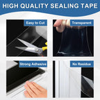 Transparent Window Weather Sealing Tape 3IN x 33 FT Draft Isolation No Residue Removable Adhesive Waterproof Windows Doors Shower Glass AC Units Ideal for Winter Seal & Summer Cold Air Loss Prevention