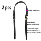 Semetall 2pcs Adjustable Handbag Straps - PU Leather Replacement Shoulder Strap Set for Purses, Totes, Bags (Black)