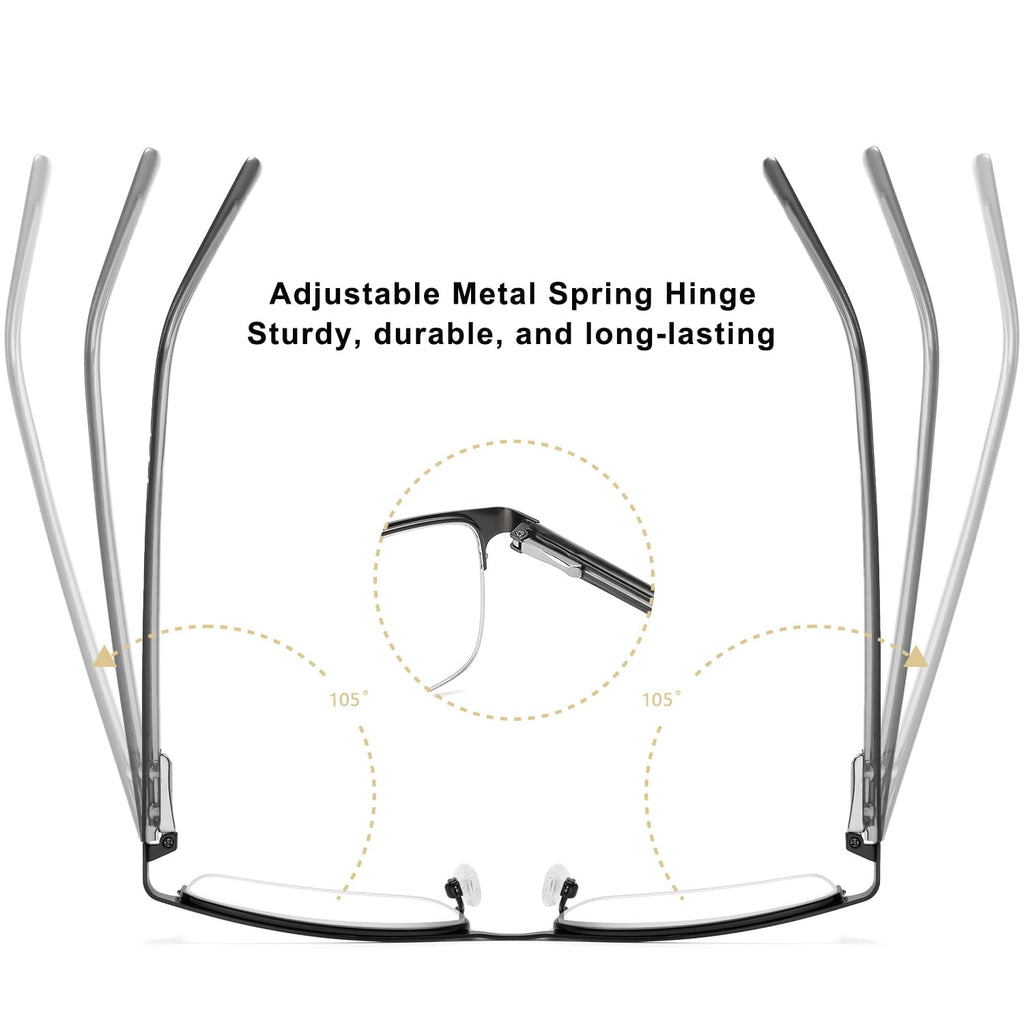 EYECEDAR 5 Pack Reading Glasses for Men Gunmetal Ultra-Thin Stainless Steel Frame Metal Spring Hinges Readers for Men and Women 1.75