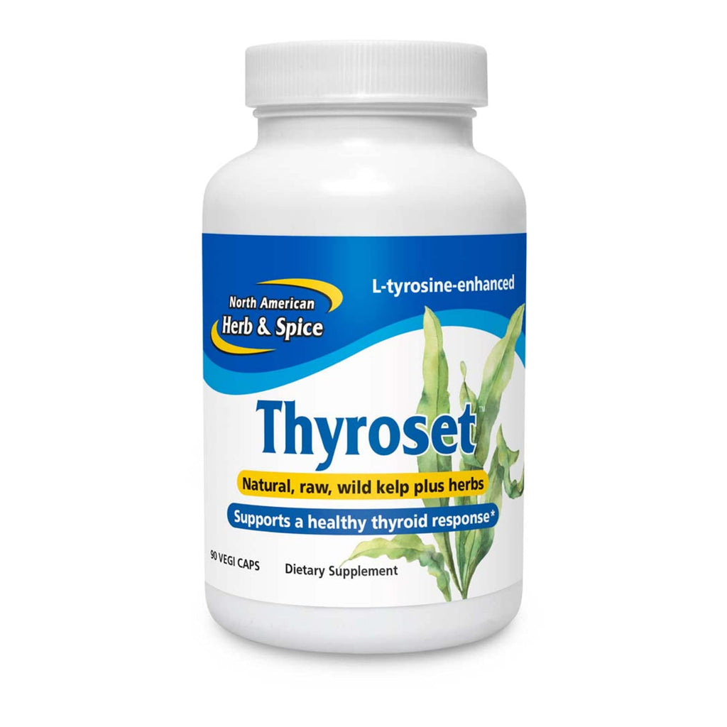 NORTH AMERICAN HERB & SPICE Thyroset - 90 Capsules - Wild Kelp & Herbs Blend - Healthy Thyroid Support - Contains Trace Minerals, Natural Iodine, Antioxidants & Amino Acids - 45 Servings