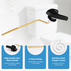 2 Pack Universal Black Toilet Handle Replacement Kit, Side/Angle Mount Toilet Flush Handle Compatible with Kohler K-GP30324-CP/TOTO/American Standard, Stainless Steel Flapper Chain