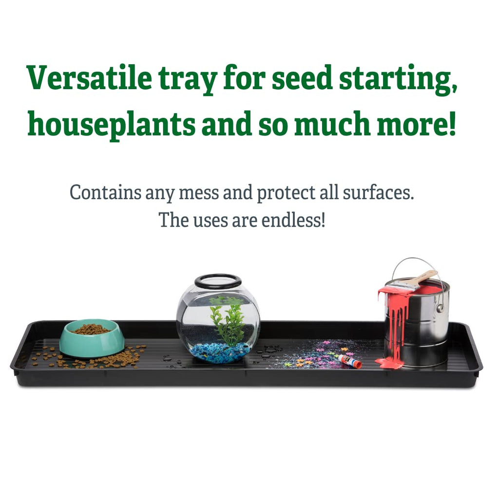 Gardeners Supply Company Large Plant Tray | Multi-use Durable Big Plastic Tray for Indoor & Outdoor Plants, Seed Starting Tray & Potted Succulents, Flowers | 46-1/2"L x 15-1/2"W x 2" Deep - Black
