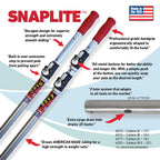SKIMLITE MANUFACTURING Snaplite Telescopic Pool Pole 12 Ft Adjustable Cleaning Poles Push Button Lock Light Weight Easy Grip, Includes Universal Threaded Adapter for Skimmer Net Brush Vacuum Head