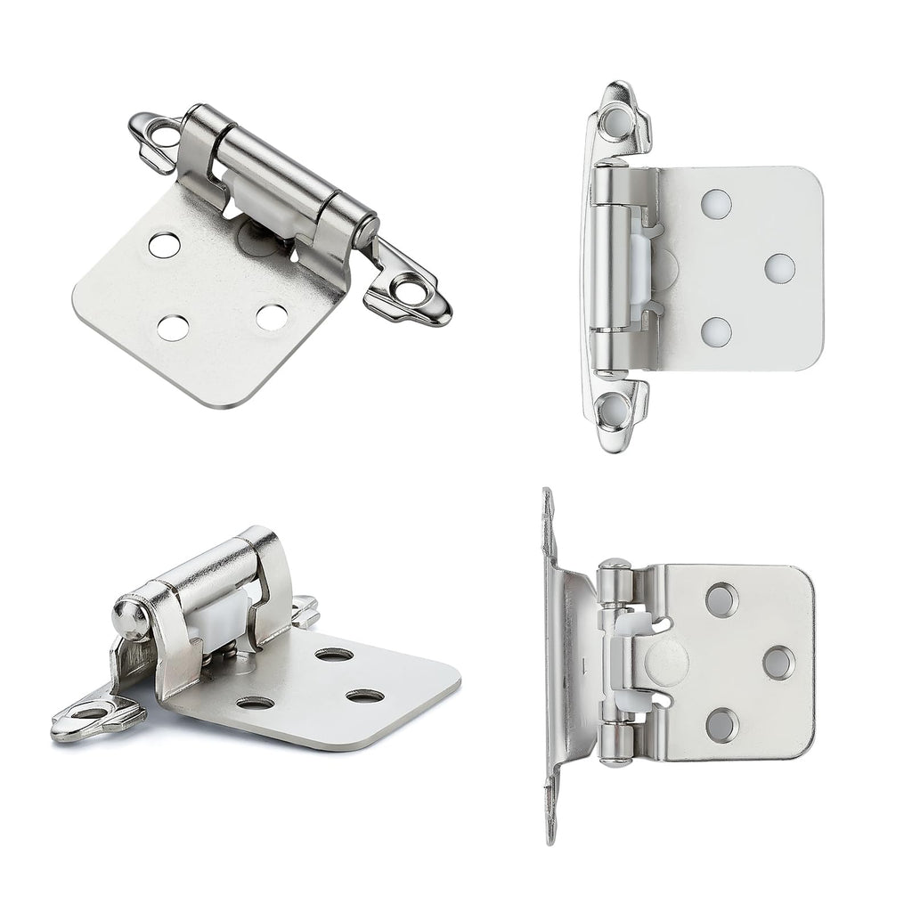 Home Expert 10 Pack (5 Pairs) Polished Chrome Cabinet Hinges for Kitchen Doors, Self-Closing, 1/2 Inch Overlay (Variable), Semi-Concealed Face Frame, Surface Mount Cabinet Hardware