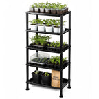 RooTrimmer 5-Tier Seed Starter Trays, Plant Stand, with Bottom-Watering Design– Reinforced Thickened Shelf for Small Pots, Balcony/Indoor Seed Starting & Greenhouse, Black
