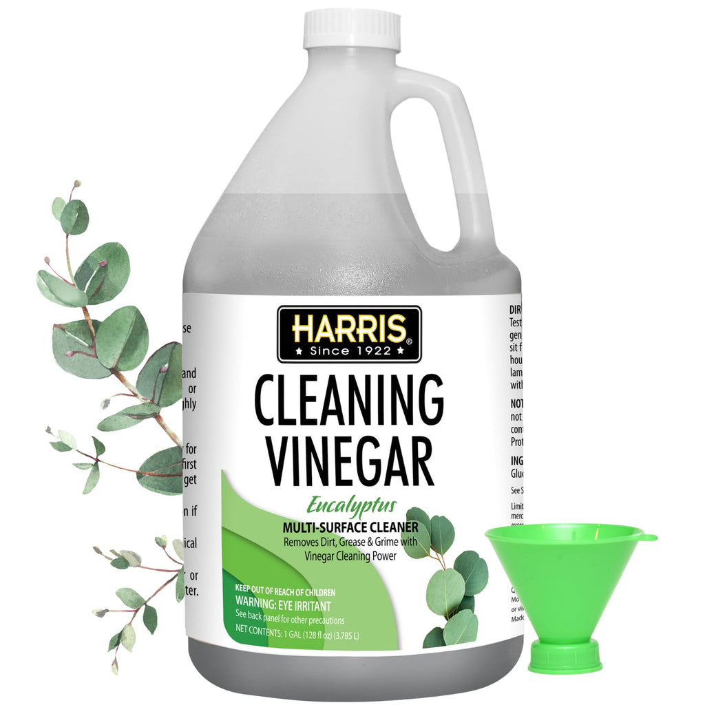 HARRIS Cleaning Vinegar All Purpose Household Surface Cleaner, 128oz (Eucalyptus) with Easy Pour Funnel Included