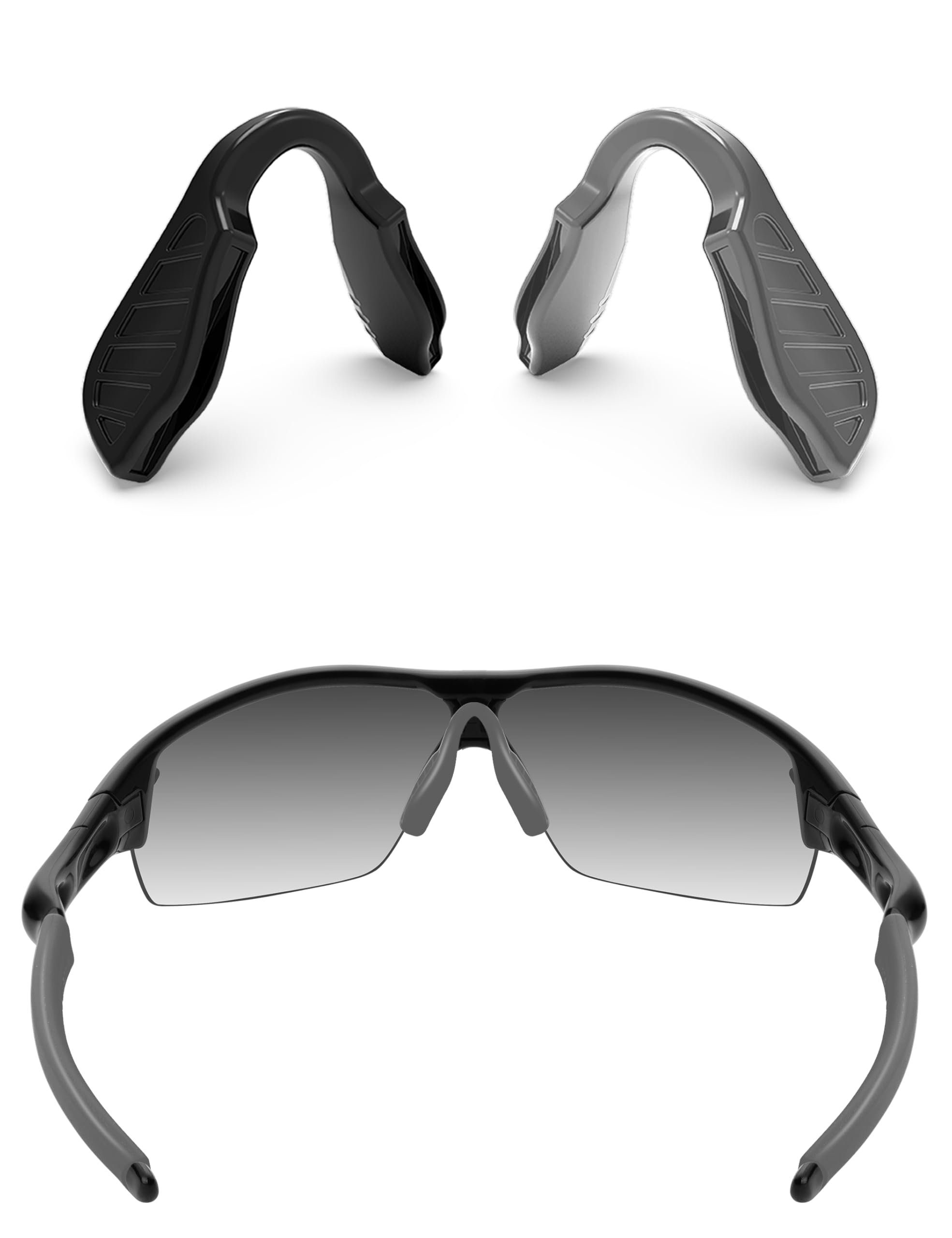 ToughAsNails 2 PCS Regular Fit Replacement Nose Pads for Oakley Radar Path/RadarLock Path/Radar EV Path/Radar EV Path XS Sunglasses Black&Gray