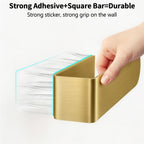 2 Pack Gold Hand Towel Holder, Adhesive Towel Bars Wall Mounted, 8 Inch Square Hand Towel Racks Stick on Wall for Bathroom Kitchen
