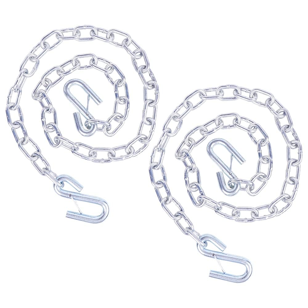 TeukRiGa 5/16"x48" Grade 30 Steel Boat Trailer Safety Chain with Spring Clip Hooks 7000 lbs, 2 Pcs (5/16"x48")