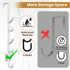 Kaiferty Over the Door Hooks, Metal Door Hooks for Hanging, Over the Door Purse Organizer for Coat Hanger, Back of Shower Door for Hanging Towel Rack Clothes, Hat, Bathroom, Closet (White-4Packs)