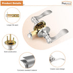 Probrico Privacy Door Levers Interior Door Handles Levers, Wave Style Bed Bath Door Handles Lock Keyless, Satin Nickel Door Lever Lockset 6 Pack