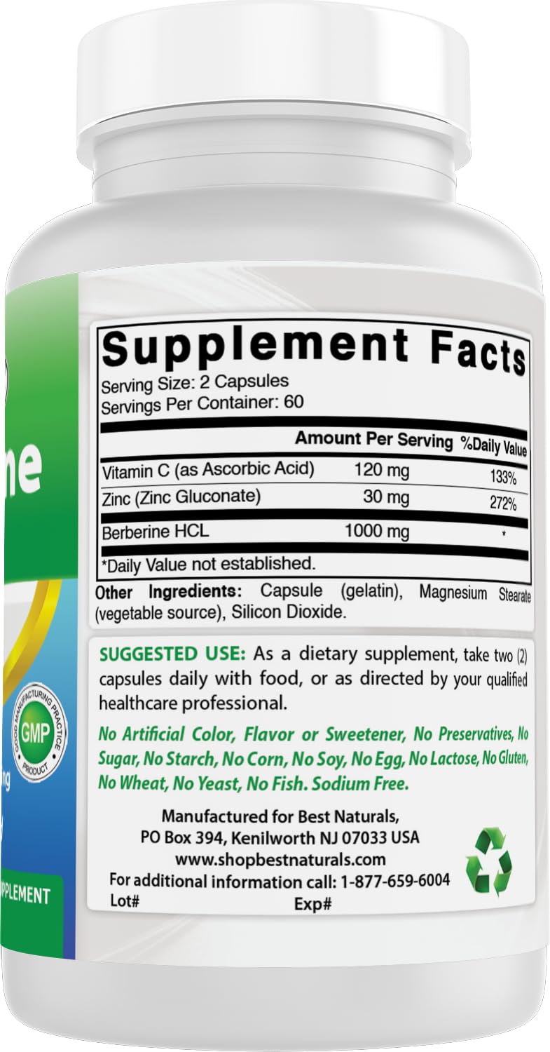 Best Naturals Berberine Plus 1000 mg/Serving 120 Capsules (120 Count (Pack of 2))