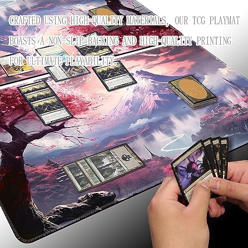 MTG Playmat Size 24x14in Free Storage Bags Non-Slip Backing, Ideal for Card Game Enthusiasts TCG Playmat (Sakura Kasumi-No Deck)