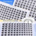 Pawotence Lash Clusters Kit Wispy Clear Band Lash Extension Kit 10-16mm Cluster Eyelash Extensions Kit Individual Lashes Wipsy Eyelash Clusters with Clear Lash Bond and Seal, Lash Tweezers